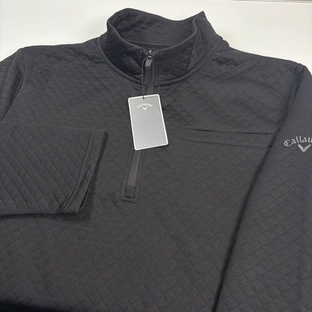 Callaway Mens XL Black 1/4 Zip Pullover New Quilted Opti-Dri Golf Jacket